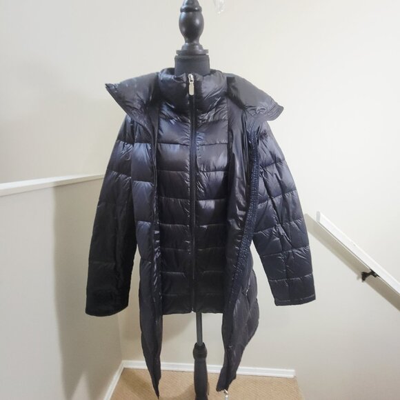 Calvin Klein Women’s Black Puffer Jacket Down Blend Insulated Hooded SZ L *READ* - Picture 4 of 9